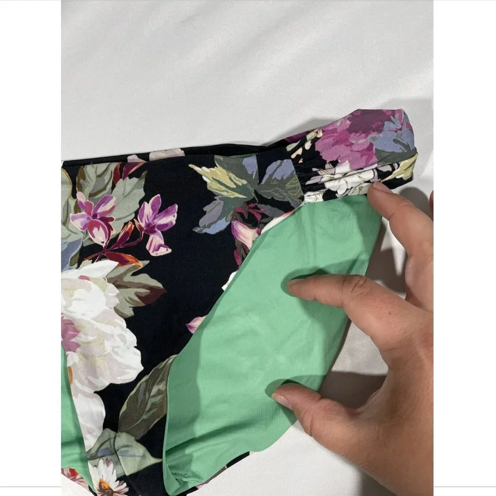 NEW Becca [ Small ]‎ Spring Fling Wrap Top + Bikini Bottoms in Black Floral